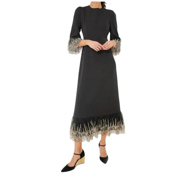 TUCKERNUCK Pomander Place Black Gold Lace Lillith Dress NWT Size Medium - Picture 2 of 11